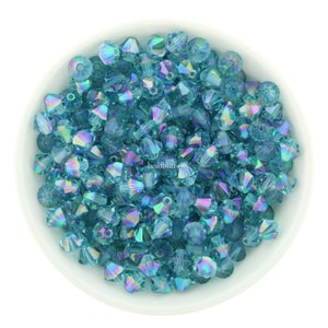 Preciosa Bicones, Aqua Bohemica Celadon, 3mm, 4mm, 6mm, Crystal Bicone Beads