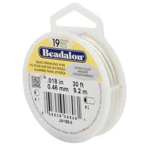 Beadalon 19 Strand Silver Color .018&quot; Flexible Bead Stringing Wire (30ft)