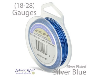 Silver Blue Artistic Wire - Tarnish Resistant Silver Plated Wire - 18, 20, 22, 24, 26, 28 Gauge Wire