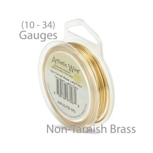 Artistic Wire - Tarnish-Resistant Brass | Medium Temper, Round Brass Wire | Jewelry Making, Wire Wrapping & Crafts (10 - 34 Gauge Wires)