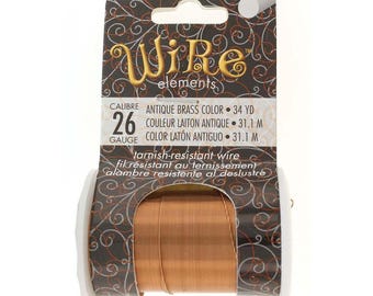 Elementi in filo di ottone anticato Beadsmith - Filo artigianale resistente all'ossidazione calibro 26 - Bobina da 34 iarde