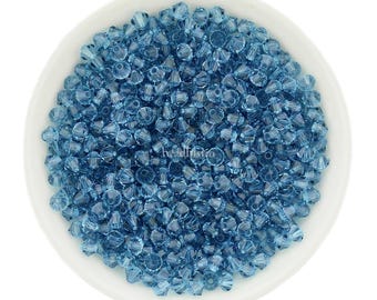 Preciosa Bicones, Malibu Blau, 3 mm, 4 mm, 6 mm, Crystal Bicone Perlen