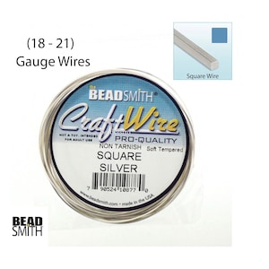 Beadsmith Wire Elements SQUARE Silver Plated Non-Tarnish Craft Wire 18 Gauge & 21 Gauge Soft Tempered Square Silver Wire