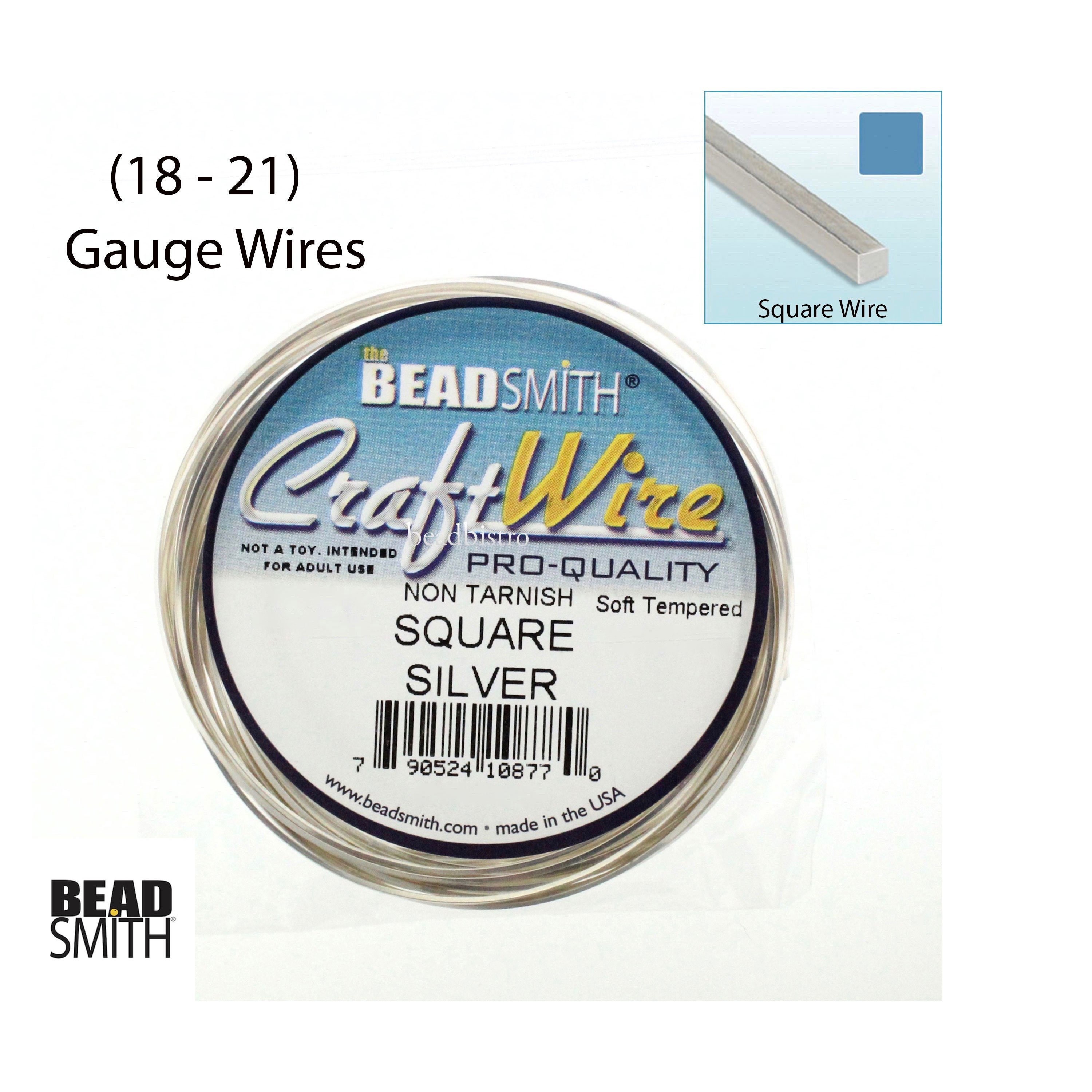 Beadsmith Square Silver Plated Craft Wire – Tarnish Resistant | 18 & 21 ...