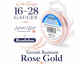 Alambre artístico color oro rosa: Alambre de cobre plateado para joyería (calibre 14-28)
