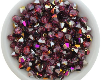 Preciosa Bicones, Rose Volcano, 3mm, 4mm, 6mm, Crystal Bicone Beads