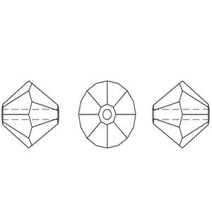 Puede incluir: Dibujo lineal de tres cuentas facetadas. Dos cuentas se muestran de lado, mostrando una forma de diamante con un agujero en el centro. La tercera cuenta se muestra desde el extremo, revelando una forma circular con m&uacute;ltiples facetas.