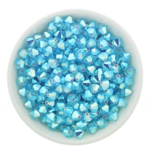 Preciosa Bicones, Aqua Bohemica AB2X, 3mm, 4mm, 6mm, Crystal Bicone Beads