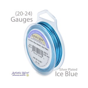 Ice Blue Artistic Wire - Tarnish Resistant Silver Plated Wire - 18, 20, 22, 24, 26, 28 Gauge Wire