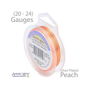 Peach Artistic Wire - Tarnish Resistant Silver Plated Wire - 20, 22, 24 Gauge Wire