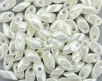 Miyuki Long Magatama Beads, Pearl Ceylon # 591 ~ 8.5 Grams