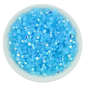 Preciosa Bicones, Aqua Bohemica AB, 3mm, 4mm, 6mm, Crystal Bicone Beads