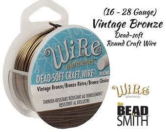 VINTAGE BRONZE Beadsmith Wire Tarnish Resistant Copper Craft Wire (16, 18, 20, 22, 24, 26, 28, Gauge) Wire Elements