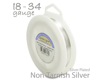 Versilberter künstlerischer Draht, anlaufgeschützt - (18-34 Gauge) - 1/4Lb Mengenspulen