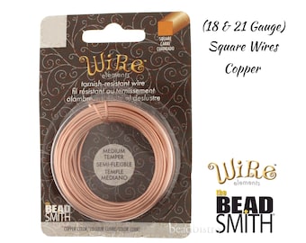 Wire Elements SQUARE Copper Wire by Beadsmith (18 & 21 Gauge)