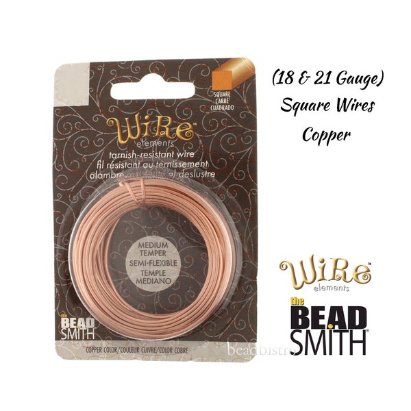 Wire Elements SQUARE Copper Wire by Beadsmith (18 & 21 Gauge)