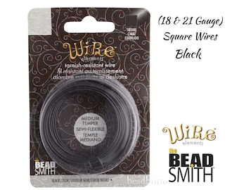 Wire Elements SQUARE Black Wire by Beadsmith (18 & 21 Gauge)