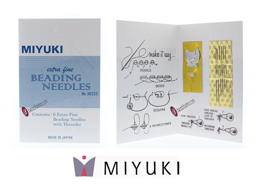 MIYUKI Extra Fine Beading Needles 6 PC Threader Etsy