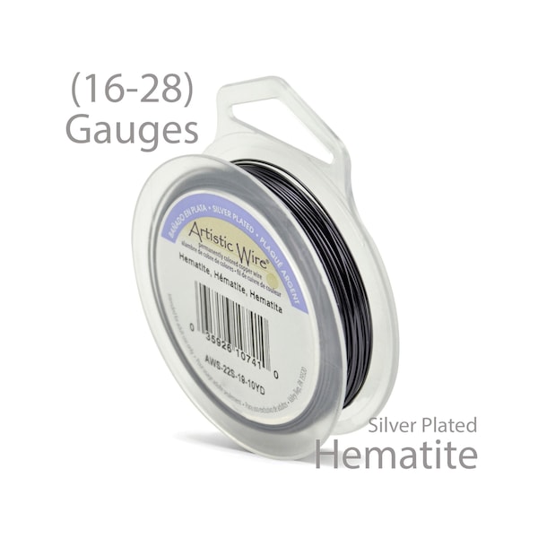 Hematite Artistic Wire - Tarnish Resistant Silver Plated Wire - 18, 20, 22, 24, 26, 28 Gauge Wire