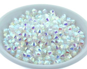 Preciosa Bicones, Crystal AB2X, 3mm, 4mm, 6mm, Crystal Bicone Beads
