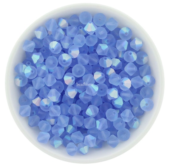 Preciosa Bicones, Light Sapphire AB Matte, 3mm, 4mm, 6mm, Crystal Bicone Beads