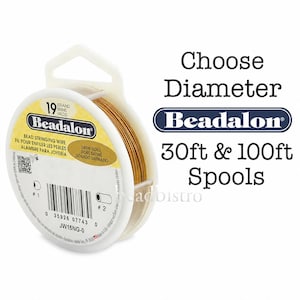 Beadalon 19 Strand SATIN GOLD Bead Stringing Wire, Stainless Steel Flexible Wire (Choose Diameters)