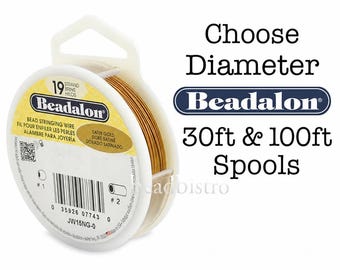 Beadalon 19 Strand SATIN GOLD Bead Stringing Wire, Stainless Steel Flexible Wire (Choose Diameters)