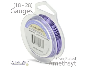Filo artistico in ametista: rame placcato argento, creazione di gioielli (calibro 18-24)