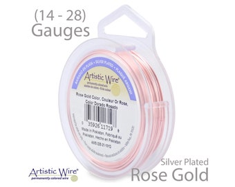 Rose Gold Artistic Wire - Tarnish Resistant Silver Plated Wire - 14, 16, 18, 20, 22, 24, 26, 28 Gauge