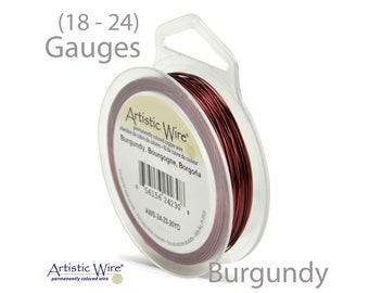 Burgundowy drut artystyczny: miedź odporna na matowienie, do wyrobu biżuterii (18-24 Gauge)