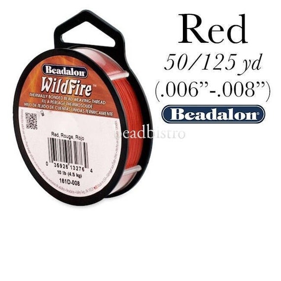 Beadalon Wildfire RED Beading Thread .006/.008 20, 50 & 125 Yard Spools 