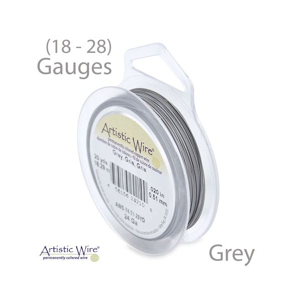 Grey Artistic Wire - Tarnish Resistant Wire - 18, 20, 22, 24, 26, 28 Gauge Wire