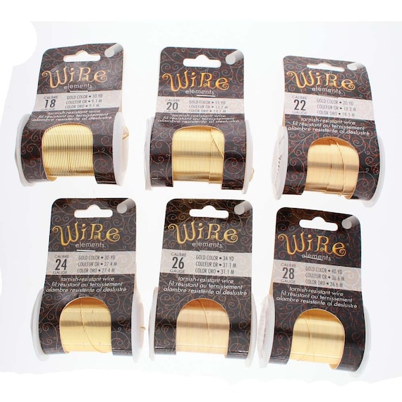 Gold Wire Elements BeadSmith: Tarnish-Resistant lacquered Copper Jewelry Making Wire (16-30 Gauge)