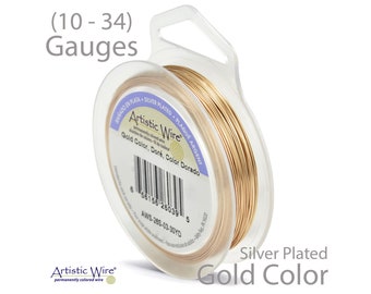 Gold Artistic Wire - Tarnish Resistant Silver Plated Wire - 10, 12, 14, 16, 18, 20, 22, 24, 26, 28, 30, 32, 34 Gauge Wire
