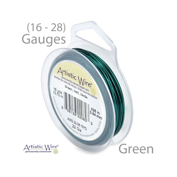 Green Artistic Wire - Tarnish Resistant Wire - 18, 20, 22, 24, 26, 28 Gauge Wire