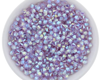 Preciosa Bicones, Violet AB2X, 3mm 4mm 6mm Crystal Bicones