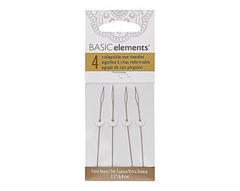 Basic Elements, Extra Heavy Collapsible Eye Beading Needles, 2.25in - 4 Needles