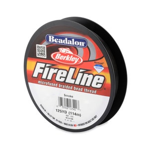 May include: A spool of black Berkley FireLine microfused braided bead thread. The spool is labeled with the brand name, product name, and size: 125YD (114m).