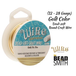 Dead-Soft Wire, GOLD COLOR Tarnish Resistant Copper Craft Wire (16, 18, 20, 22, 24, 26, 28, Gauge) Wire Elements, BeadSmith Craft Wires