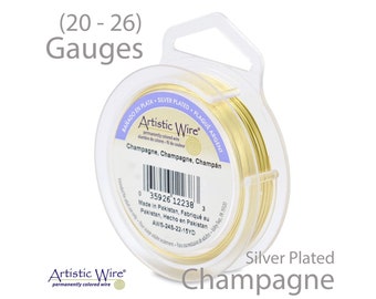 Champagne Artistic Wire - Tarnish Resistant Silver Plated Wire - 18, 20, 22, 24, 26 Gauge Wire