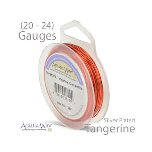Artistic Wire - Tangerine | Silver Plated Tarnish-Resistant, Soft Copper Wire for Jewelry Making & Wire Wrapping (20-24 Gauge Wires)