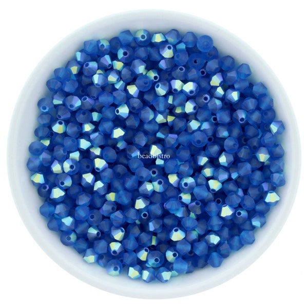 Preciosa Bicones Capri Blue AB Matte 3mm 4mm 6mm Crystal Bicones