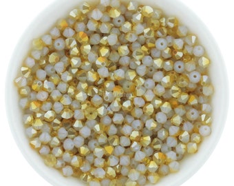 Preciosa Bicones, Golden Sahara Opal, 3mm, 4mm, 6mm, Crystal Bicone Beads