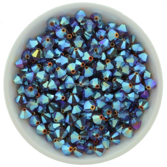 6mm Preciosa Crystal Bicones 4mm Blue Zircon AB2X 3mm 6mm Preciosa Crystal Bicones 4mm Blue Zircon AB2X 3mm