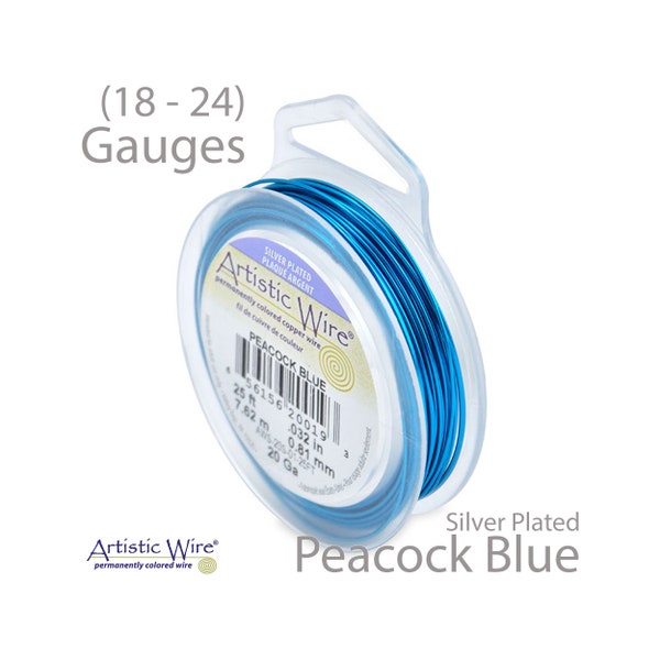 Peacock Blue Artistic Wire - Tarnish Resistant Silver Plated Wire - 18, 20, 22, 24, 26, 28, 30 Gauge Wire