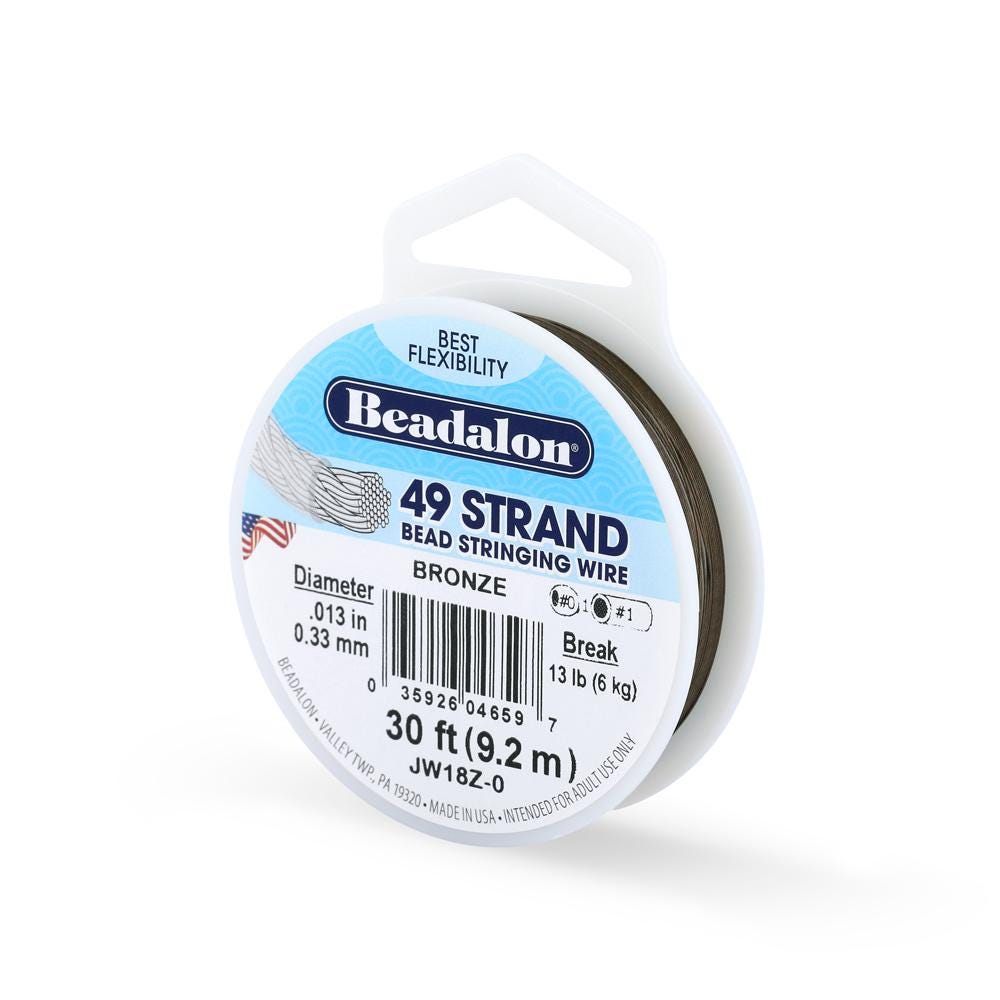 Beadalon 49 Strand Bronze, .013in Flexible Bead Stringing Wire, 30ft Spool