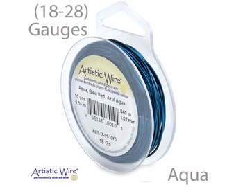 Aqua Artistic Wire - Tarnish Resistant Wire - 18, 20, 22, 24, 26, 28 Gauge Wire