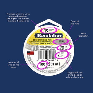 Beadalon 19 Strand Satin Silver .018" Flexible Bead Stringing Wire (30ft)