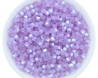 Preciosa Biconos, Violeta AB Mate, Biconos de Cristal de 3 mm, 4 mm y 6 mm
