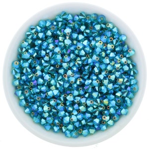 Preciosa Bicones Blue Zircon AB2X 3mm 4mm 6mm Crystal Bicones